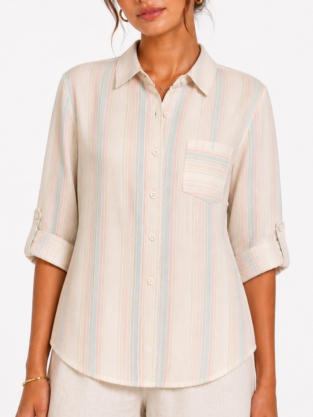 Style & Co. Pastel Striped Button-Down Shirt